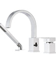 FLUNIX Chrome Brass Waterfall Roman Deck Mounted Tub Faucet Set with Hand Shower.