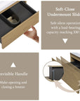 Light oak MDF bathroom vanity with soft-close drawers and hidden handles.