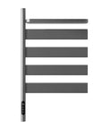 gray electric heated towel rack 18 x 30 with five horizontal bars and touch control panel | Ace Decor