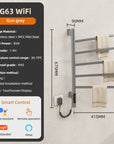 16" x 27" Gray Rotatable Electric Towel Warmer – Fast Heat, Space-Saving Design