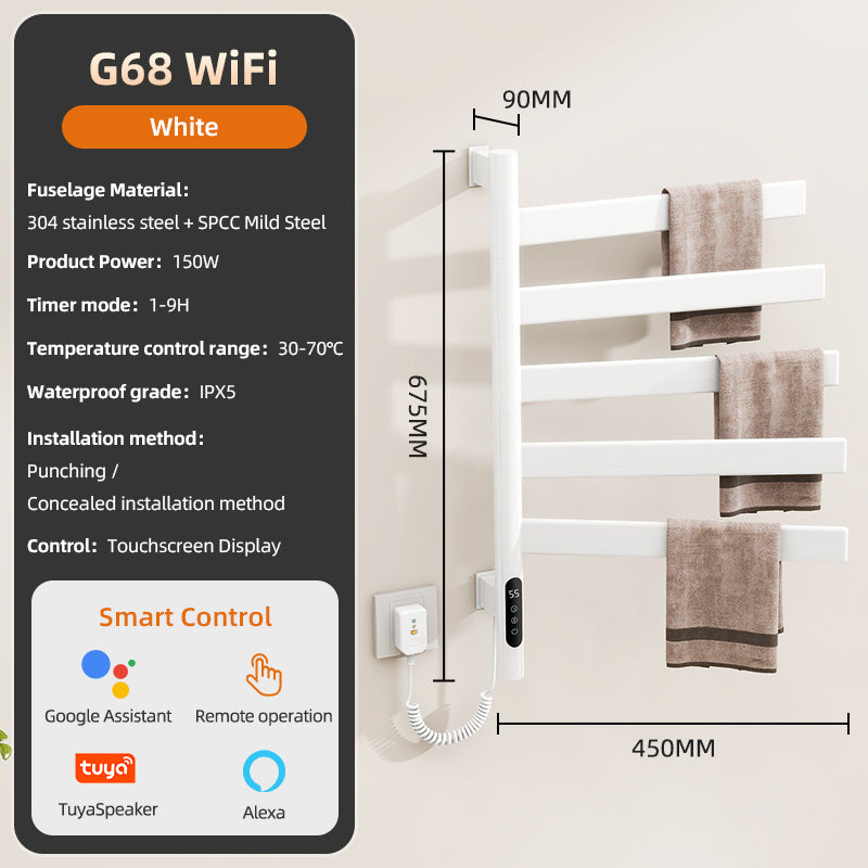 18" X 27" Classic White Intelligent Heated Towel Warmer – Fast Drying, Energy Efficient & Safe
