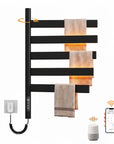 Velin Series 18" x 27" Smart Electric Towel Rack with 5 Rotating Flat Bars, LED Touch Control & Remote App – Black