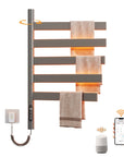 Velin Series 18" x 27" Smart Electric Towel Rack with 5 Rotating Flat Bars, LED Touch Control & Remote App – Gray