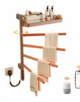 Cylion Series 18" x 27" Heated Towel Rack with 180° Rotating Shelf & Bars, Wi-Fi Timer – Gray