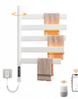 Velin Series 18" x 27" Smart Electric Towel Rack with 5 Rotating Flat Bars, LED Touch Control & Remote App – White