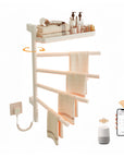 Cylion Series 18" x 27" Heated Towel Rack with 180° Rotating Shelf & Bars, Wi-Fi Timer – White