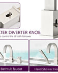 Brushed Nickel Brass Waterfall Roman Deck Mounted Tub Faucet Set with Hand Shower