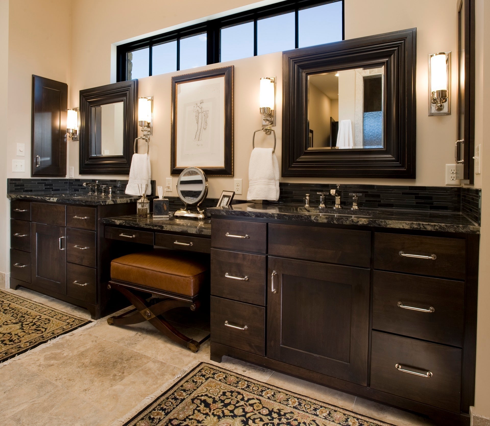 Vintage bathroom with dark cabinets | ACE DECOR