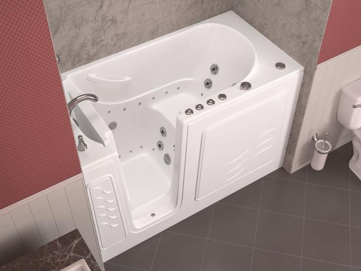 ADA bathtub with walk-in door, hydrotherapy jets, and ergonomic grab bars for a safe and relaxing bathing experience