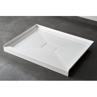 Custom size shower base with center hidden square drain, ideal for modern minimalist bathrooms.