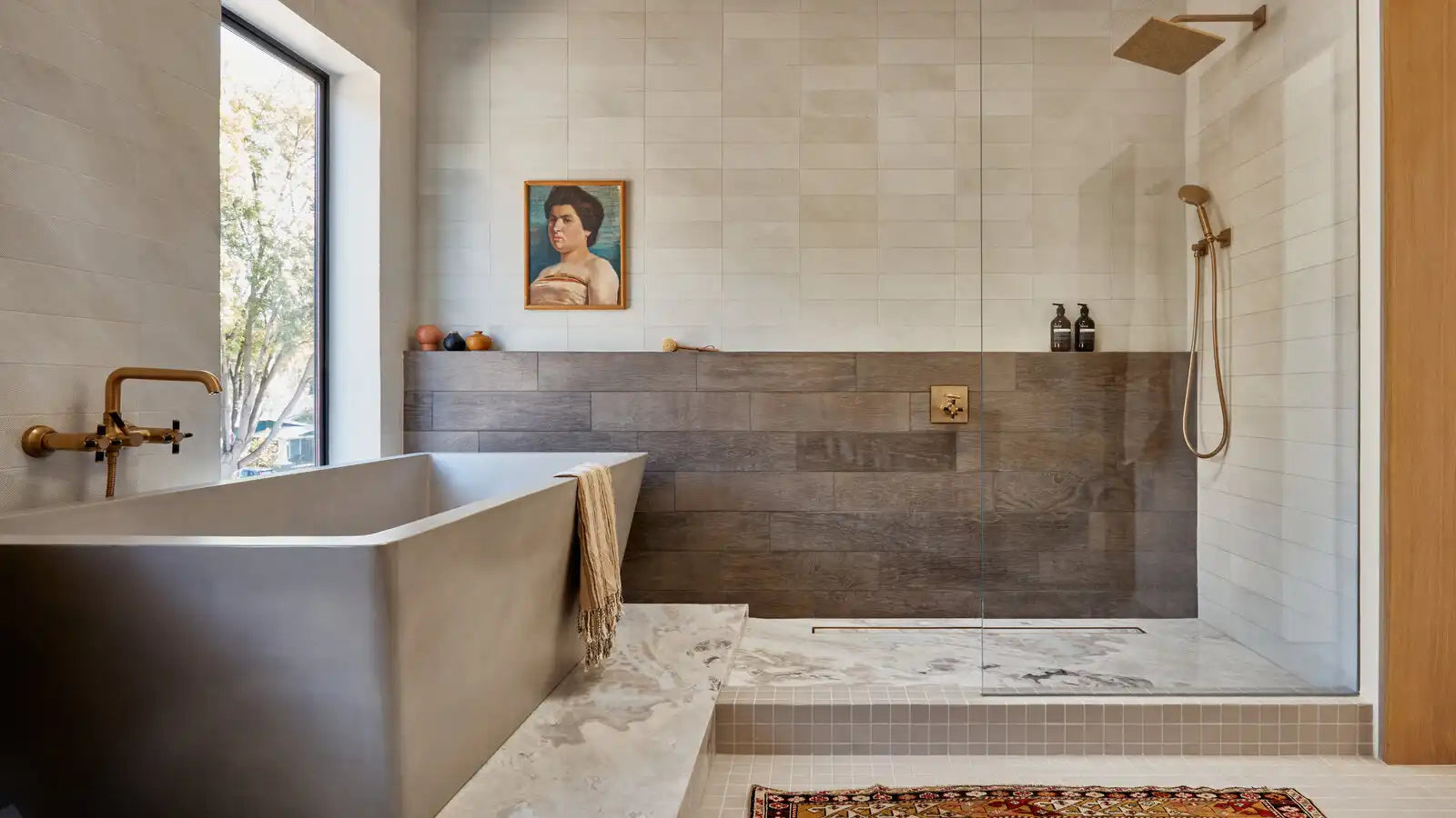 Walk-in shower door alternatives with open and luxurious style
