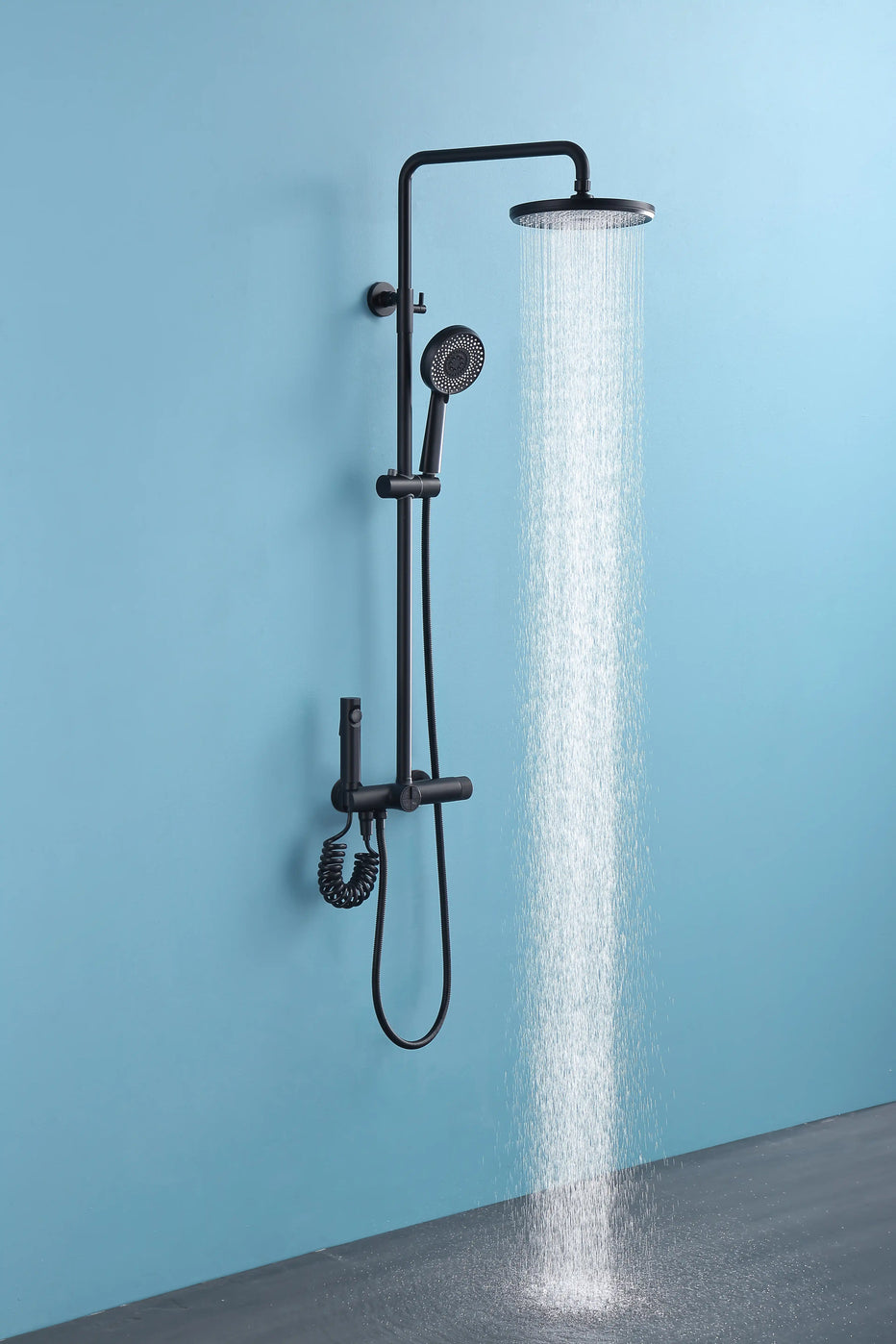 Dual Shower Head System – 360° Rainfall & 5-Function Handheld