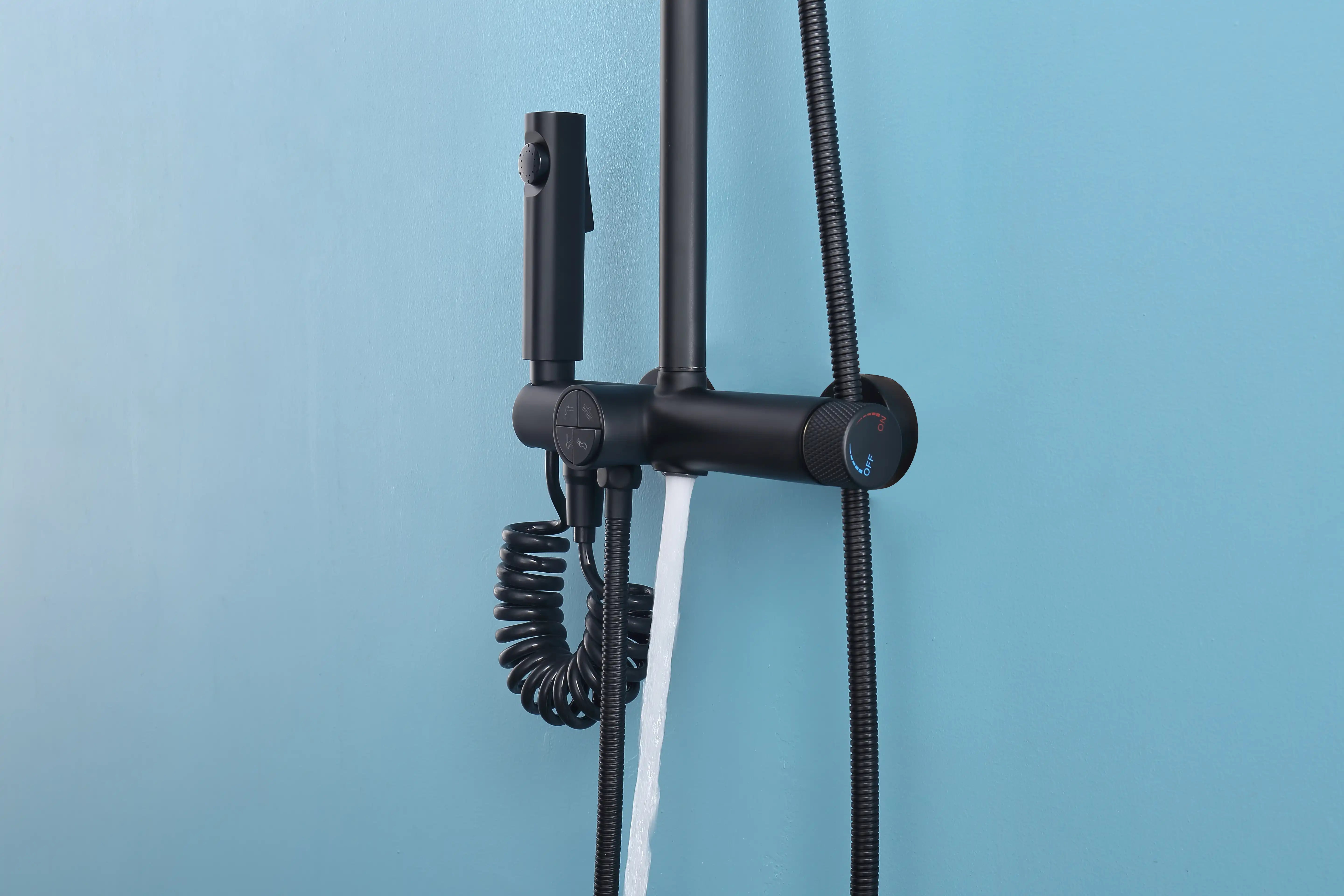 Matte Black Dual Shower Head System – 360° Rainfall & 5-Function Handheld