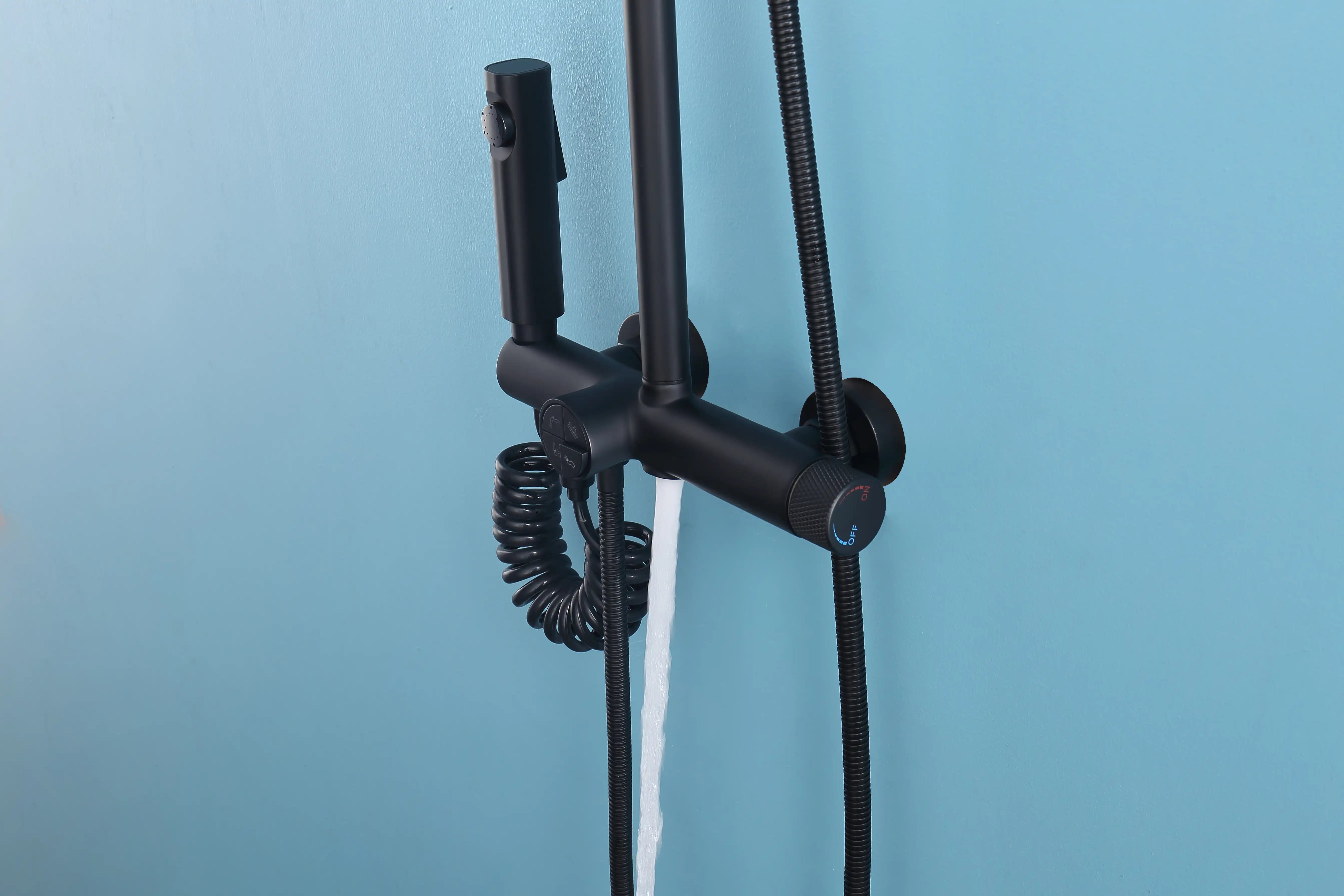 Matte Black Dual Shower Head System – 360° Rainfall & 5-Function Handheld