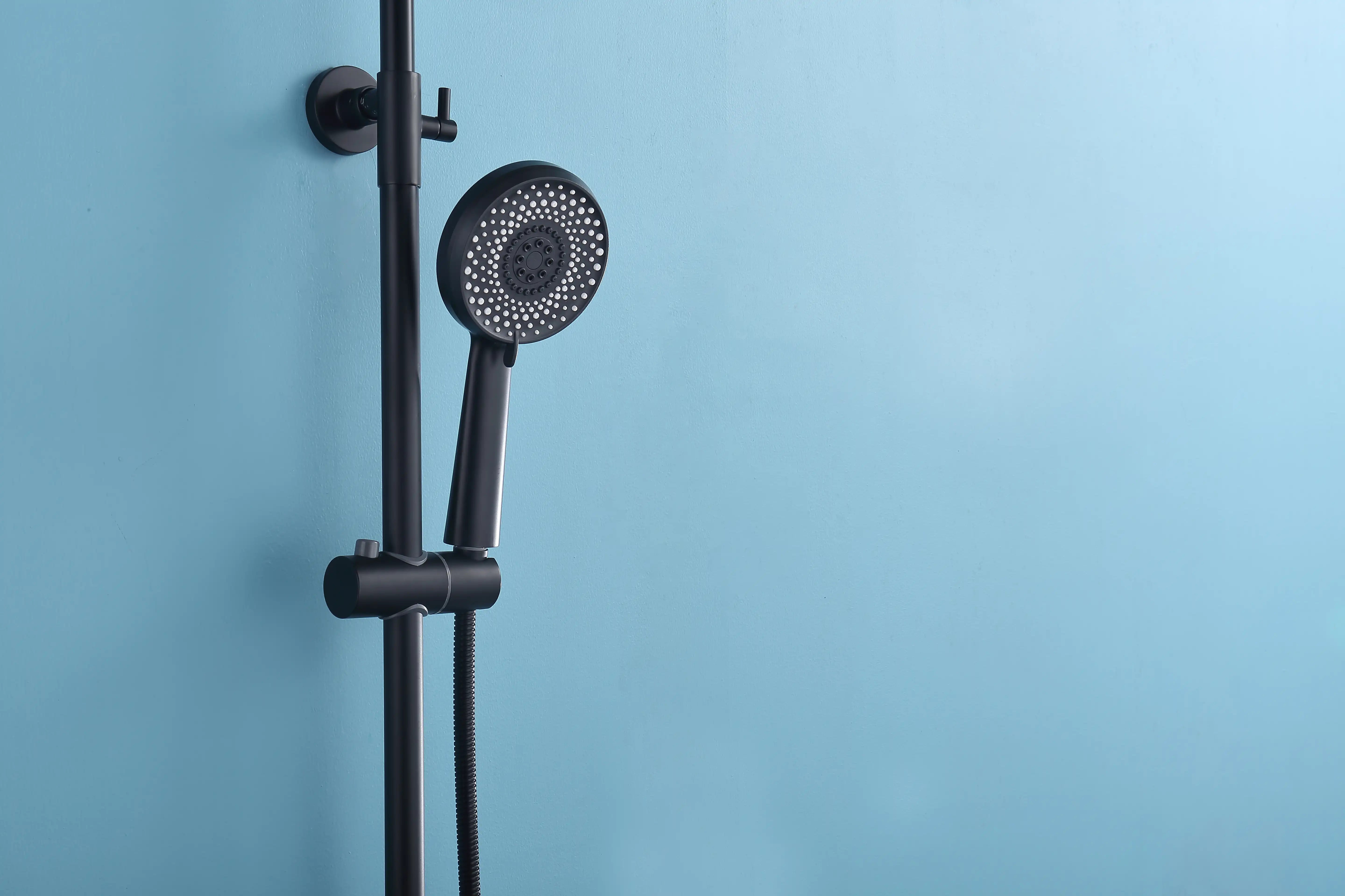 Matte Black Dual Shower Head System – 360° Rainfall & 5-Function Handheld