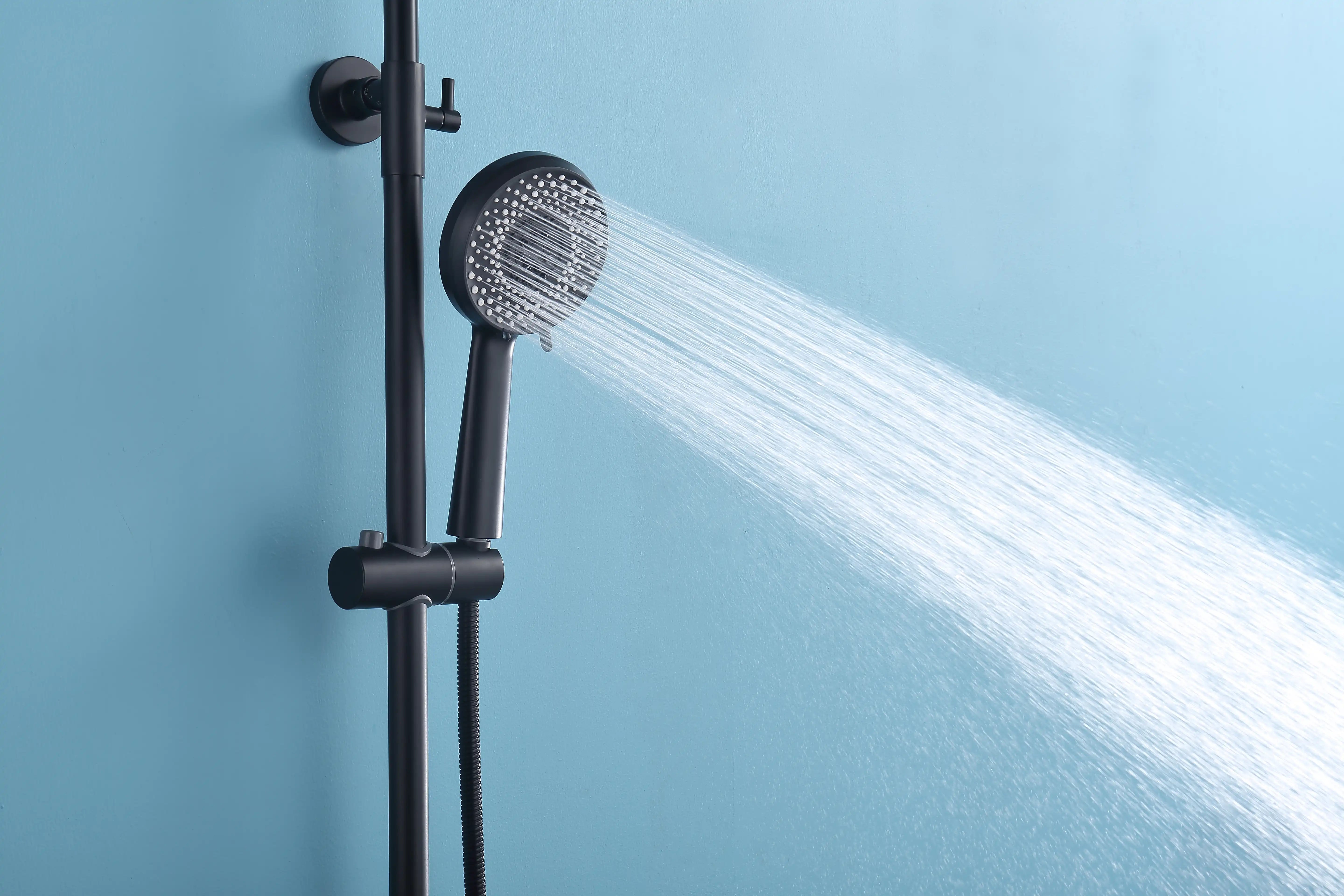 Matte Black Dual Shower Head System – 360° Rainfall & 5-Function Handheld