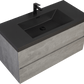 Floating Bathroom Vanity with Quartz Sand Basin and Soft Close Drawers color: Grey