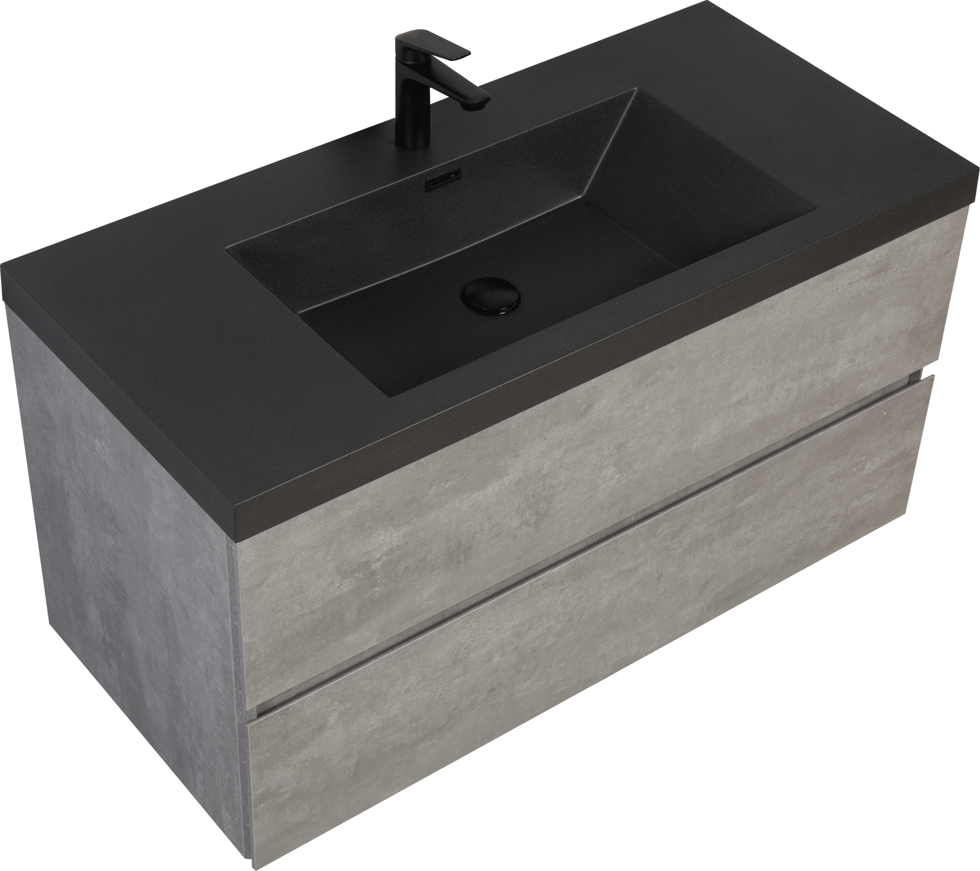 Floating Bathroom Vanity with Quartz Sand Basin and Soft Close Drawers color: Grey