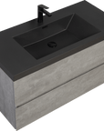 Floating Bathroom Vanity with Quartz Sand Basin and Soft Close Drawers color: Grey