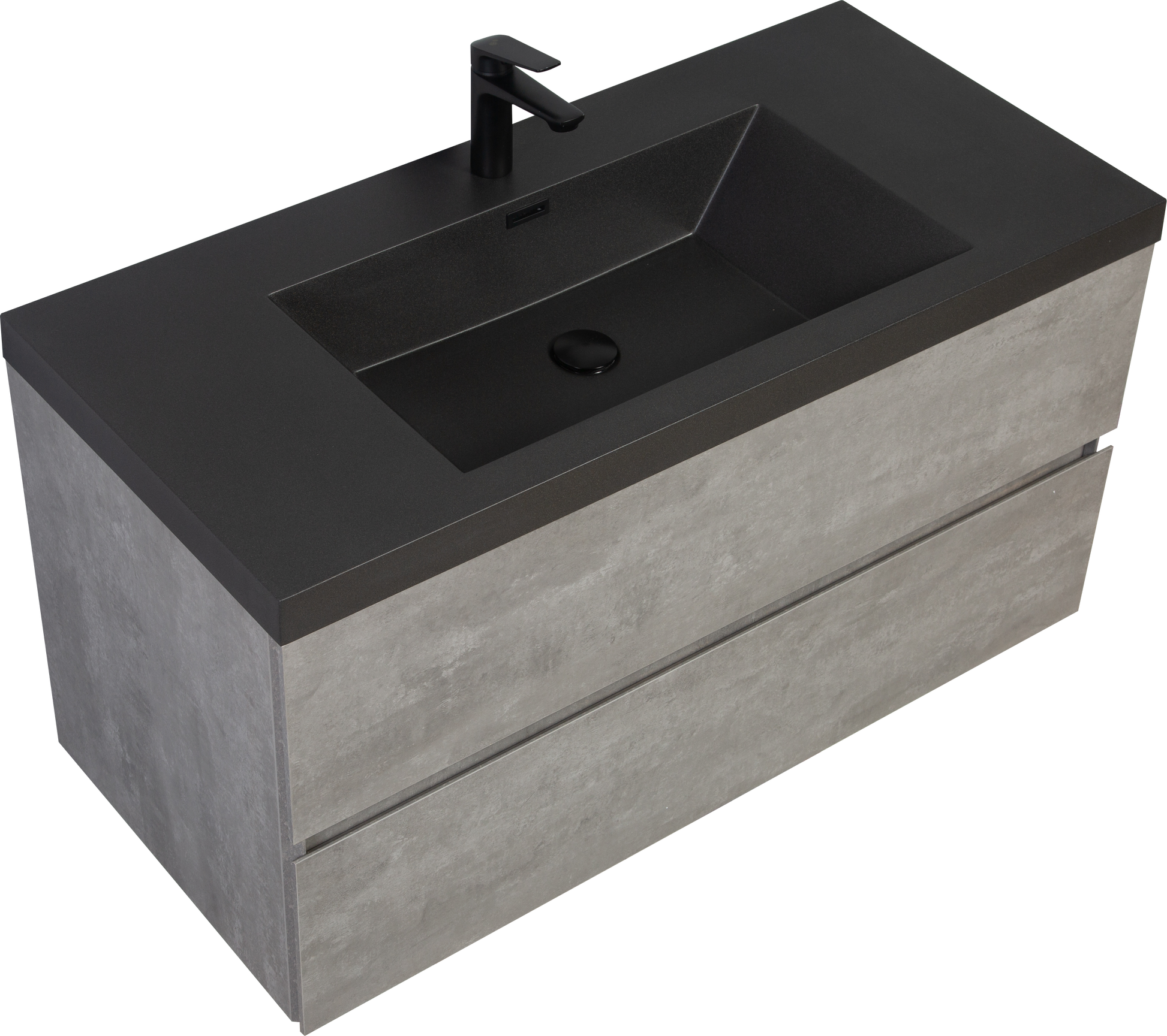 Floating Bathroom Vanity with Quartz Sand Basin and Soft Close Drawers color: Grey