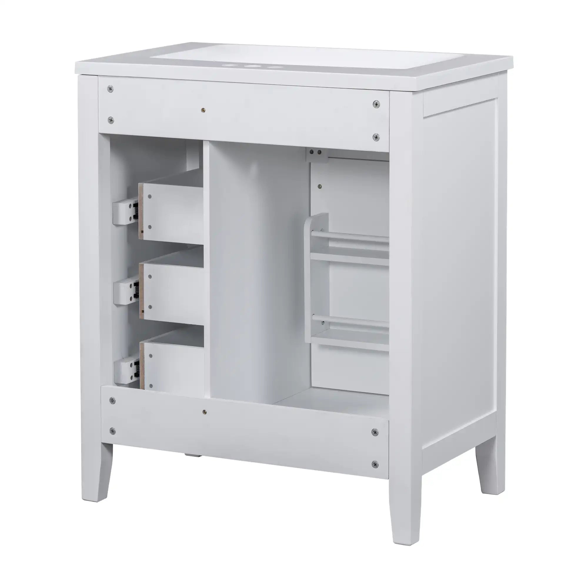 30" shallow vanities for small bathrooms back storage view | Ace Decor