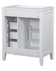 30" shallow vanities for small bathrooms back storage view | Ace Decor
