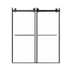 56"-60"W x 70"H Frameless Double Sliding Shower Door - Tempered Glass color: Matte Black