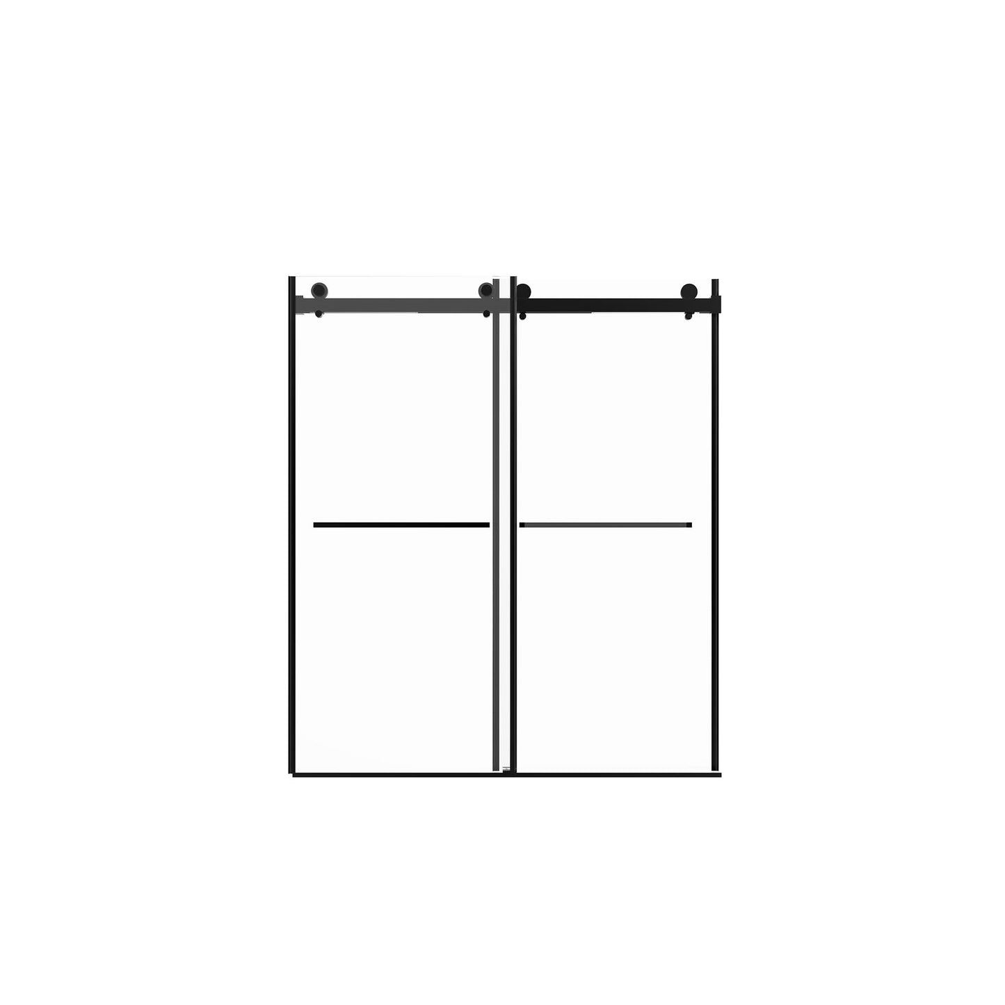 56"-60"W x 70"H Frameless Double Sliding Shower Door - Tempered Glass color: Matte Black