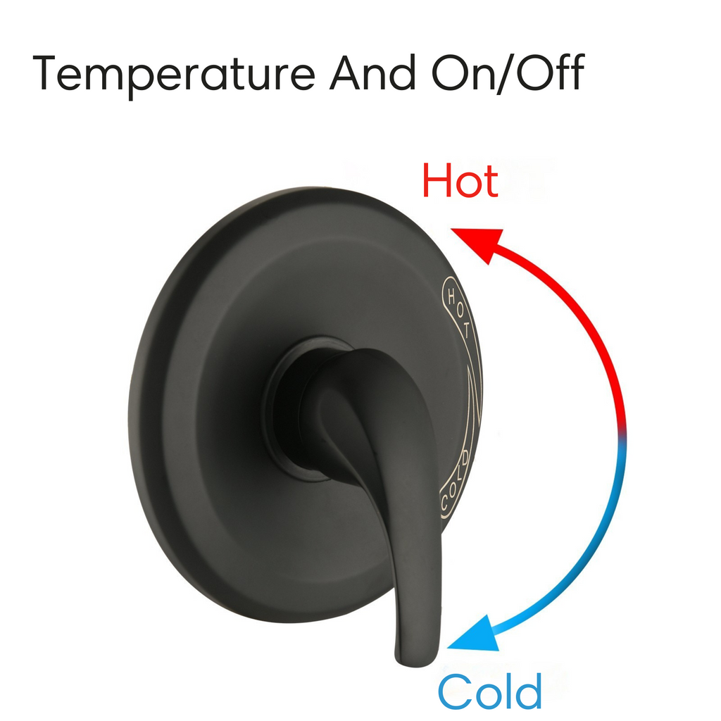 Briar single-handle temperature and flow control valve in matte black for hot and cold adjustment.