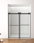 56"-60"W x 70"H Frameless Double Sliding Shower Door - Tempered Glass color: Matte Black