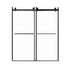 Front view of 60 x 76 shower frameless door in matte black with dual sliding glass panels and minimalist handles | Ace Decor.