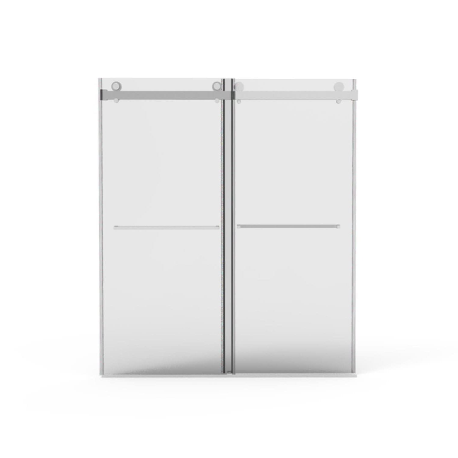 56"-60"W x 70"H Frameless Double Sliding Shower Door - Tempered Glass color: Brushed Nickel
