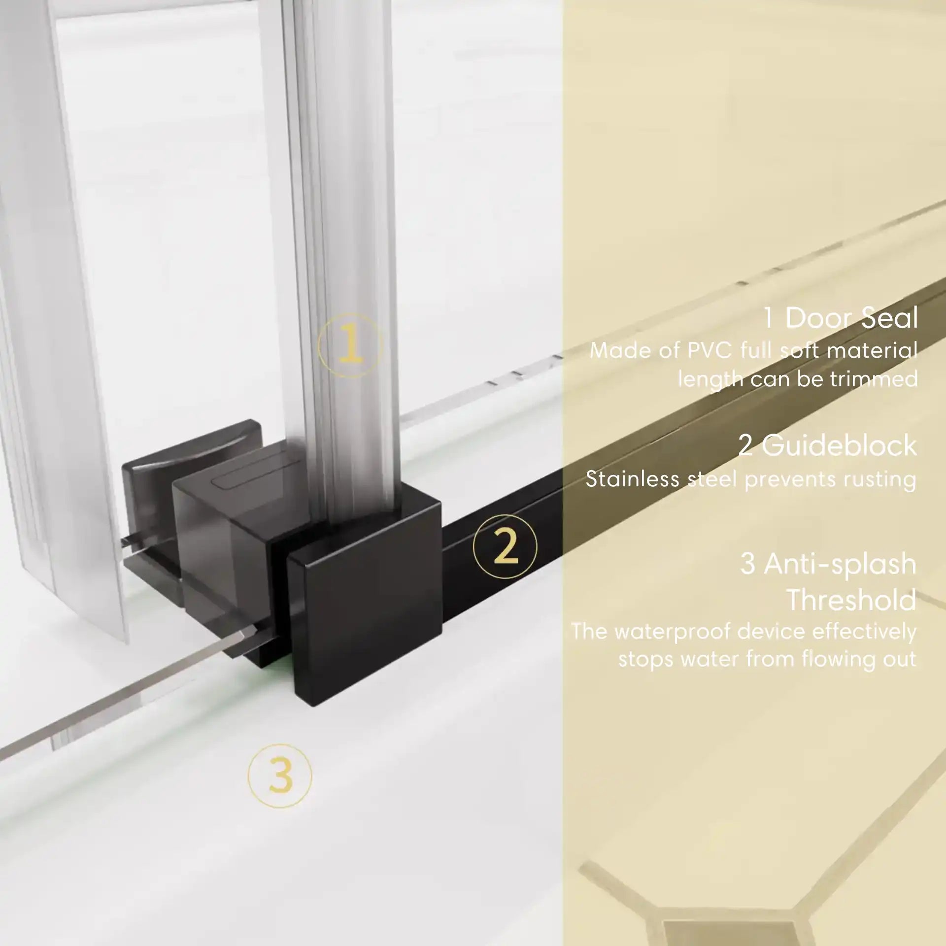 54'' x 74'' Frameless Single Sliding Shower Door - 5/16'' Tempered Glass, Adjustable (56''-60'')