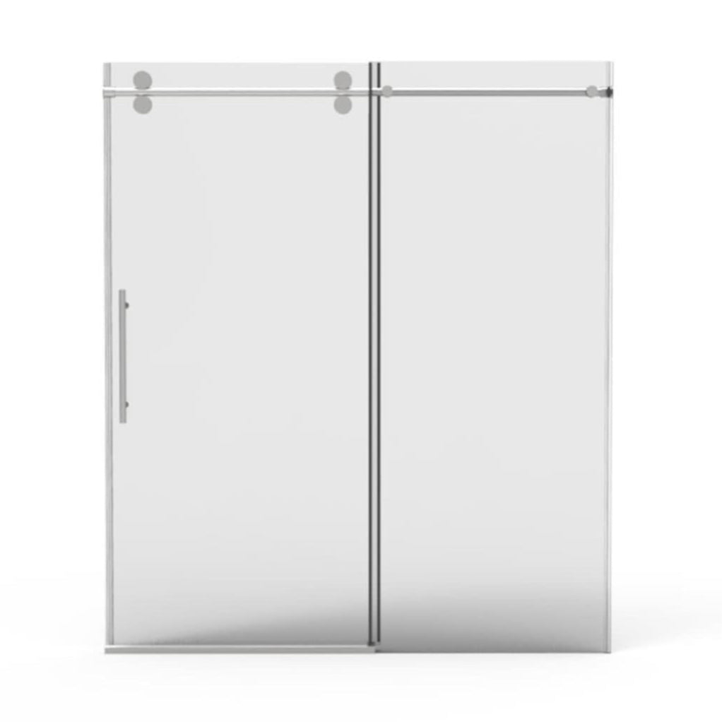 56"-60"W x 76"H Frameless Sliding Shower Door with 3/8" Tempered Glass color: Chrome