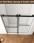 56"-60"W x 70"H Frameless Double Sliding Shower Door - Tempered Glass color: Matte Black