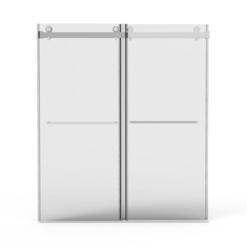 60" x 76" Frameless Sliding Shower Door in Brushed Nickel – Dual Sliding, 3/8" Tempered Glass