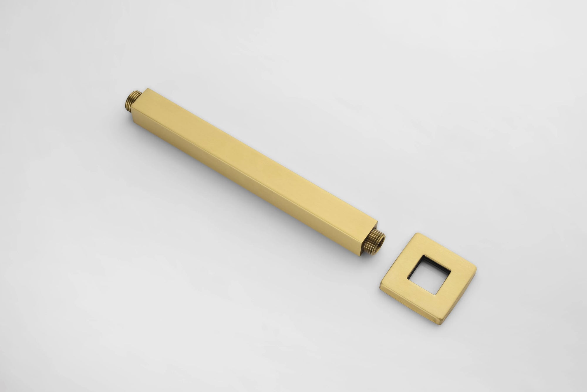 Shower arm and trim of the Lorton Brushed Gold Rain Shower Head.
