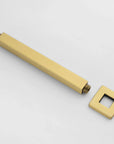 Shower arm and trim of the Lorton Brushed Gold Rain Shower Head.