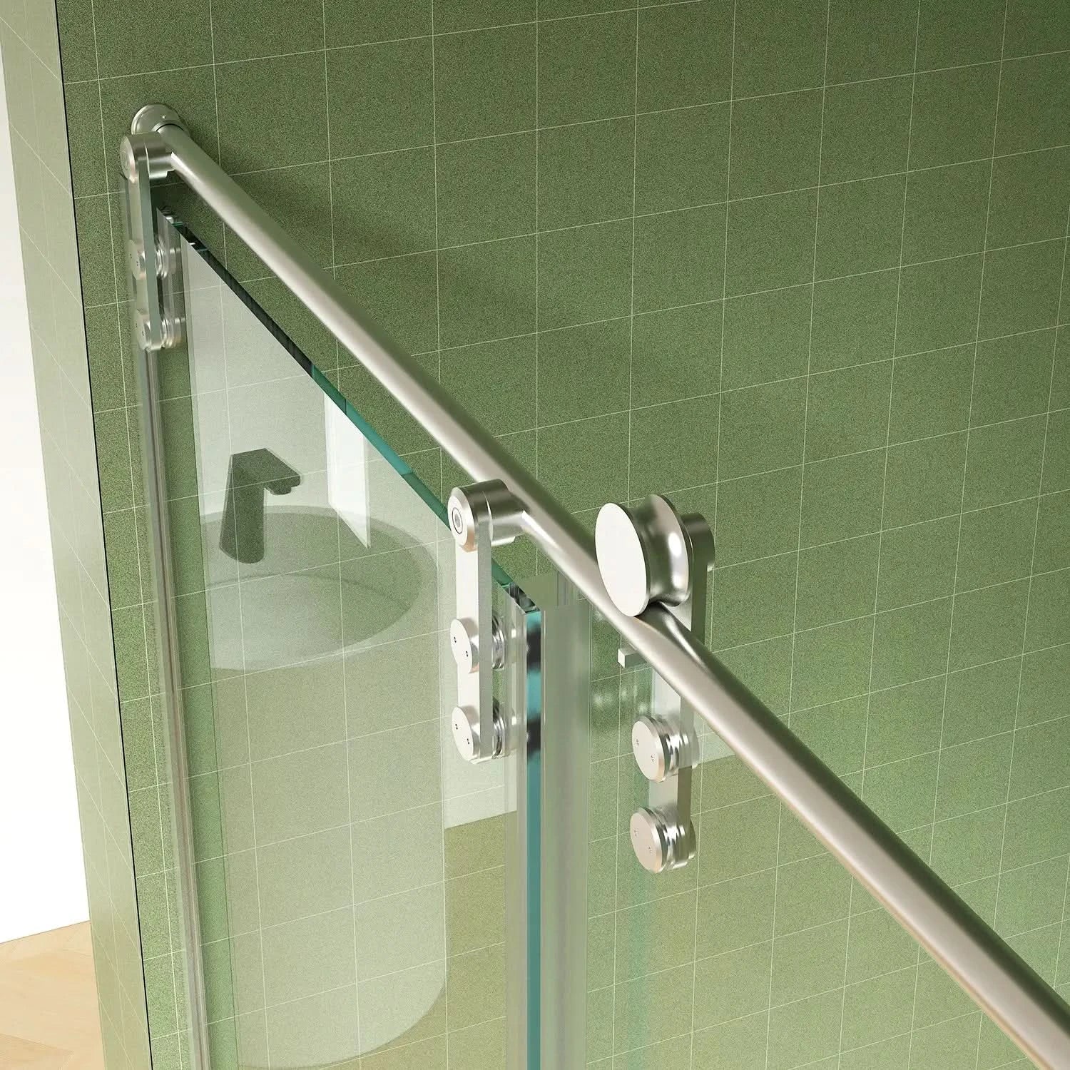 Frameless Sliding Shower Door color:brushed nickel