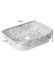 19 inch rectangular sink for bathroom with labeled dimensions | Ace Decor