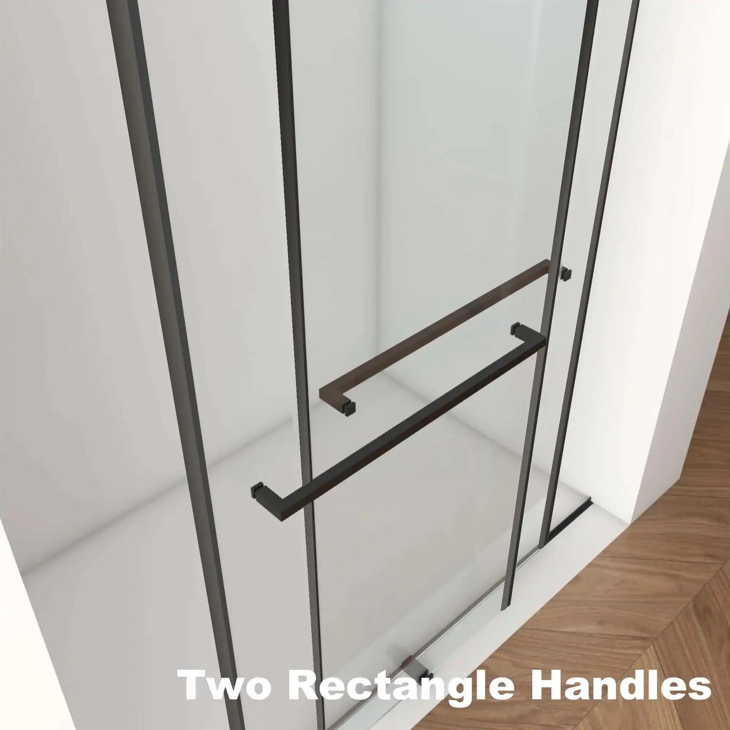 56"-60"W x 70"H Frameless Double Sliding Shower Door - Tempered Glass color: Matte Black