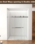 56"-60"W x 70"H Frameless Double Sliding Shower Door - Tempered Glass color: Brushed Nickel