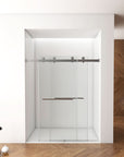 56"-60"W x 70"H Frameless Double Sliding Shower Door - Tempered Glass color: Brushed Nickel