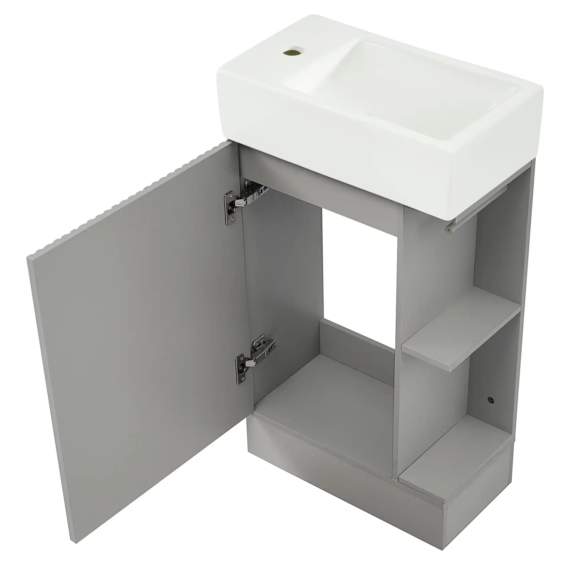 Avenra Series 18.6" Textured Gray Bathroom Vanity Cabinet with Sink And Two-tier Shelf
