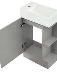 Avenra Series 18.6" Textured Gray Bathroom Vanity Cabinet with Sink And Two-tier Shelf