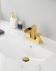 Aurora Series Widespread Bathroom Sink Faucet in Brushed Gold
