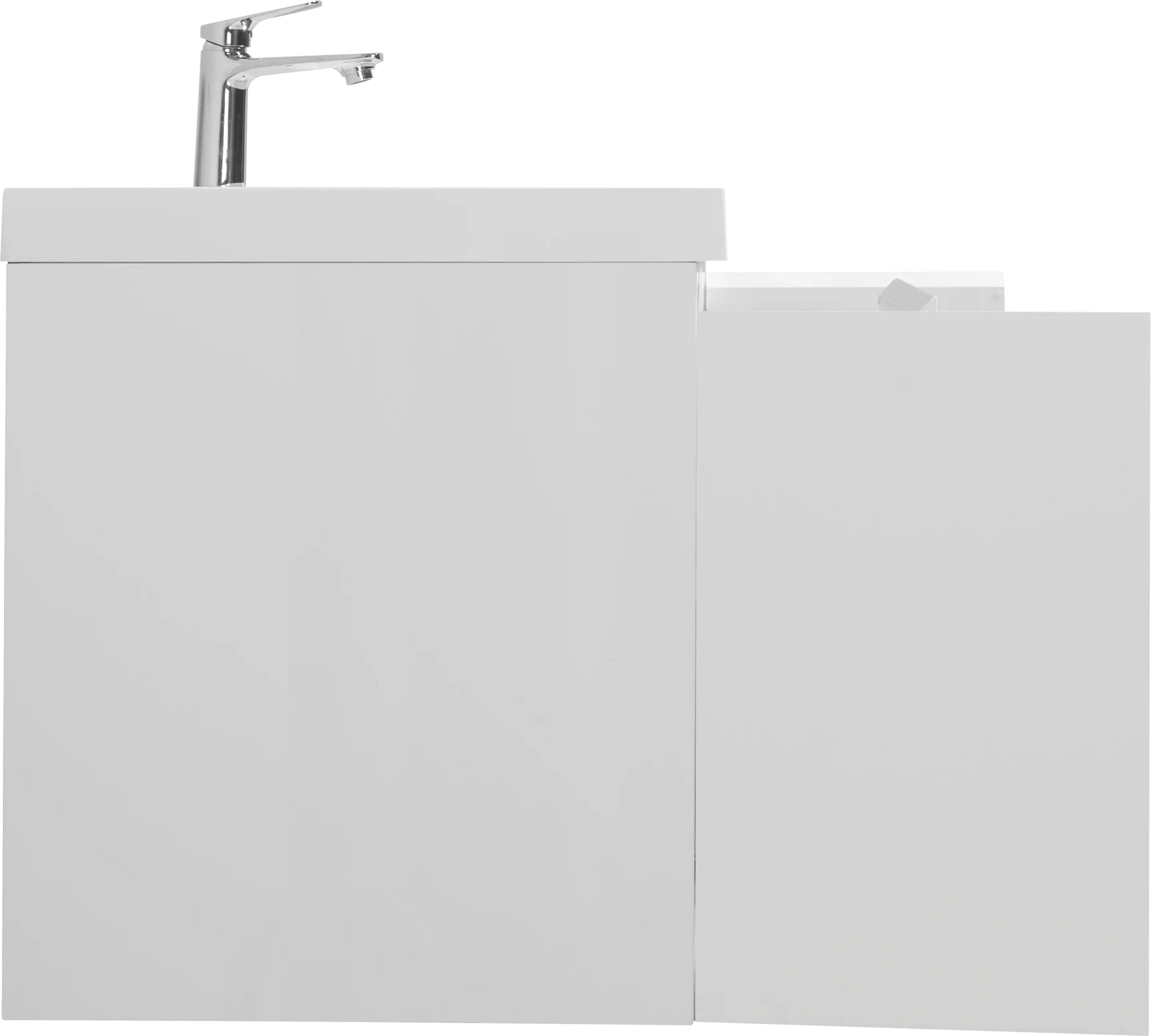 48 inch white floating bathroom vanity showcasing clean side profile and modern floating design | Ace Decor