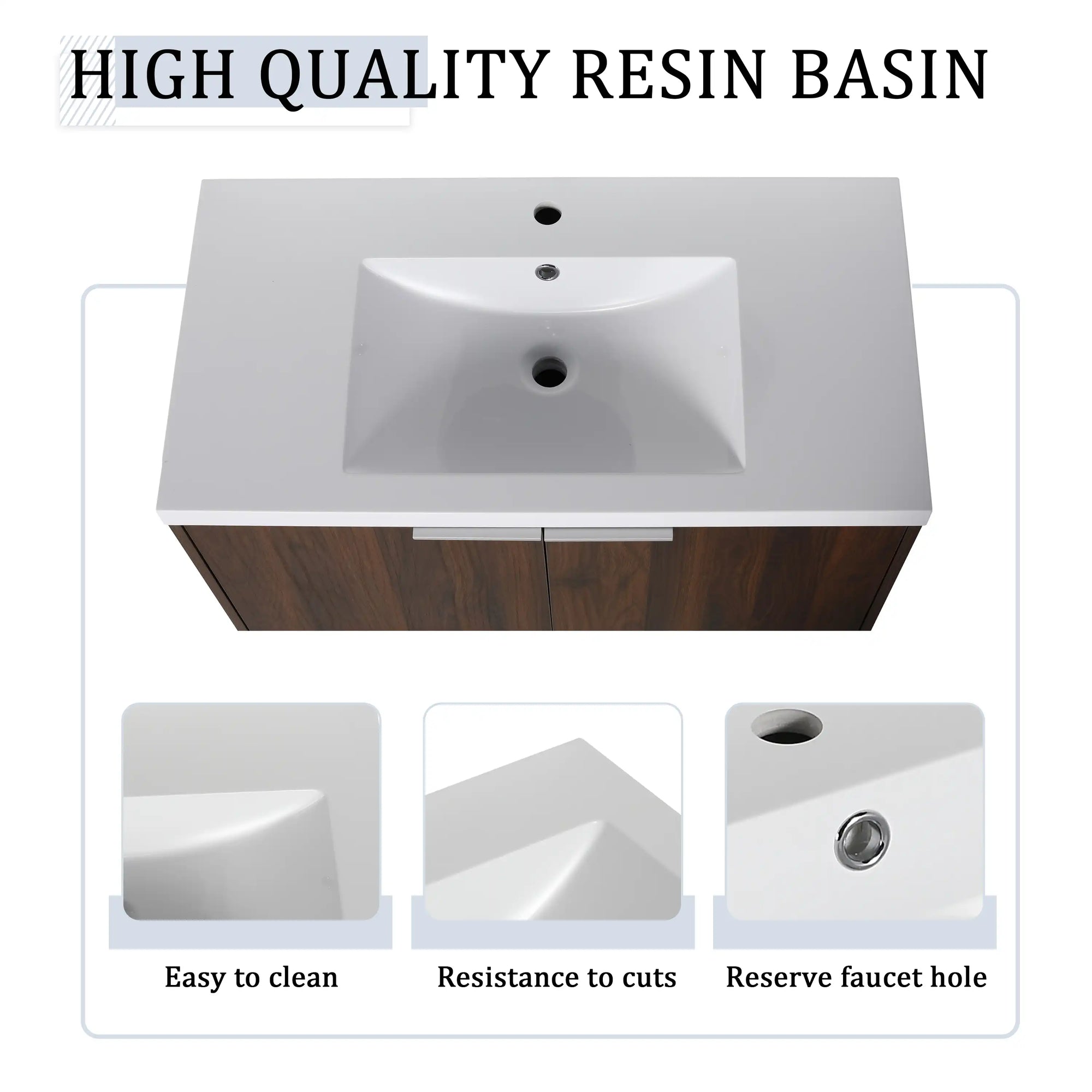 Monterey Series 84" Double Floating Bathroom Vanity in California Walnut with Side Cabinet and Integrated Sink