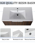 Monterey Series 84" Double Floating Bathroom Vanity in California Walnut with Side Cabinet and Integrated Sink