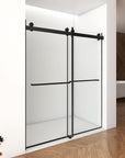 56"-60"W x 70"H Frameless Double Sliding Shower Door - Tempered Glass color: Matte Black